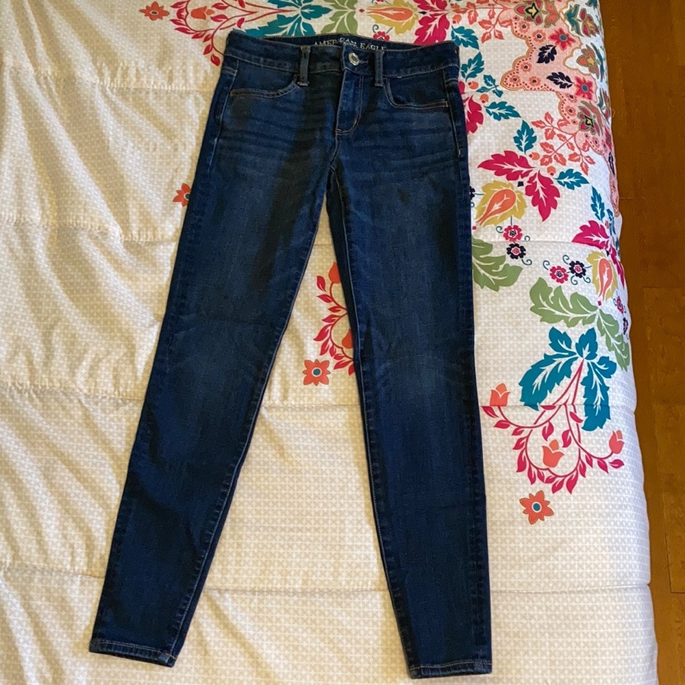 American Eagle Outfitters (AEO) Blue Super Super Stretch X4 Jegging Size 2 Reg